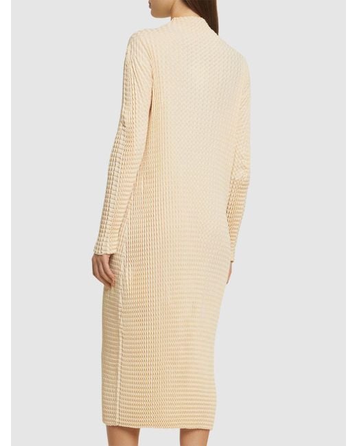 Mujer Vestido Midi De Algodón Issey Miyake de color Natural
