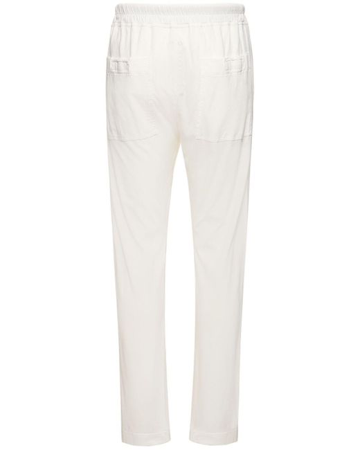 Rick Owens White Berlin Drawstring Cotton Pants for men