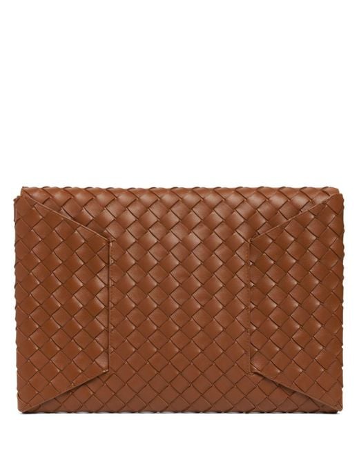 Bottega Veneta Brown Large Origami Leather Envelope Pouch