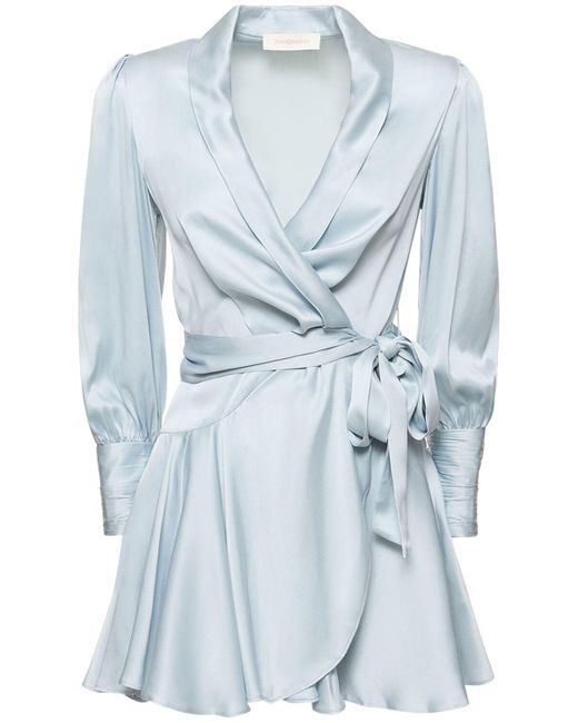 Zimmermann Blue Silk Mini Wrap Dress