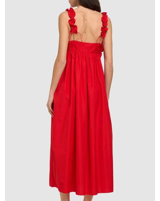 CECILIE BAHNSEN Red Langes Kleid Aus Baumwolle Mit Rüschen "giovanna"