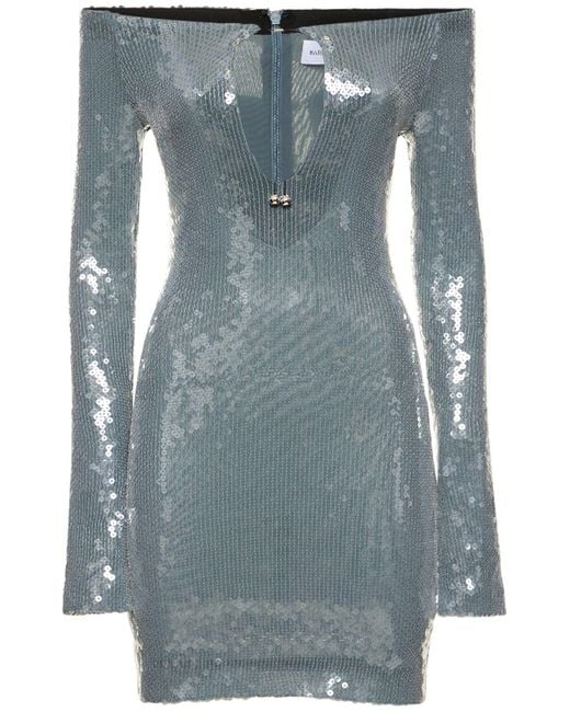 16Arlington Blue Solare Sequined Lace-up Mini Dress
