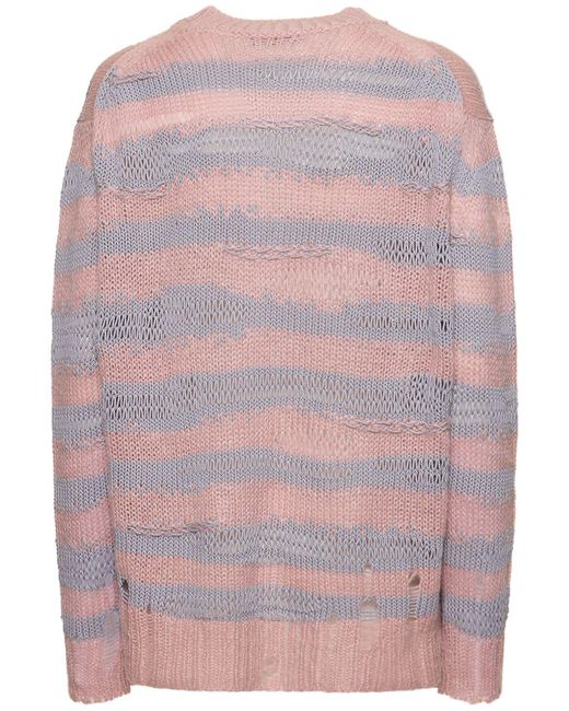 Acne Pink Karita Cotton Blend Crewneck Sweater