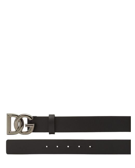 Dolce & Gabbana Black 3.5Cm Logo Leather Belt for men