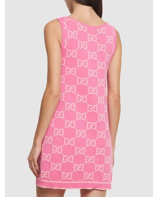 Vestito in cotone gg jacquard di Gucci in Pink
