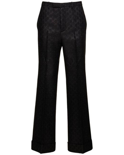Pantaloni in misto lana gg di Gucci in Black