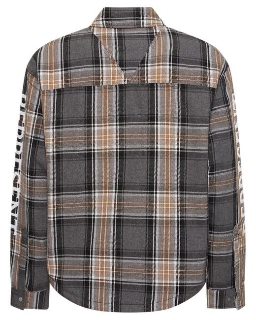 Represent Black Checked Quilted Flannel Shirt for men