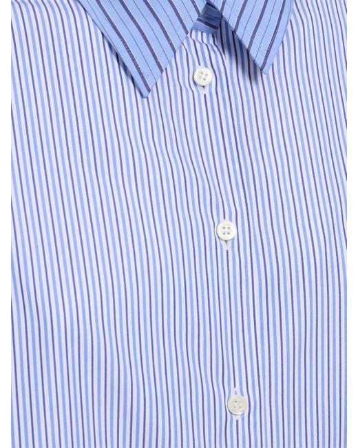 Aspesi Blue Striped Cotton Poplin Shirt