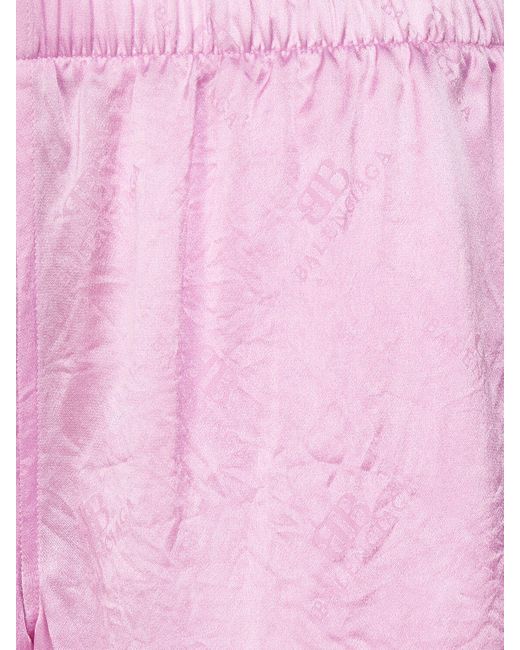 Balenciaga Pink Silk Jacquard Running Shorts
