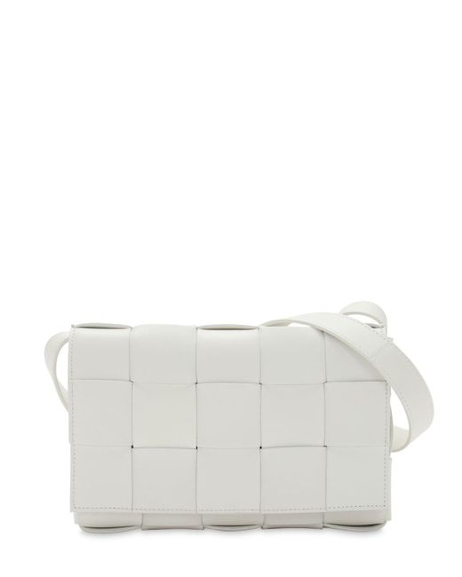 Bottega Veneta Leather Intrecciato Cassette Crossbody Bag in White/Black  (White) - Save 68% | Lyst