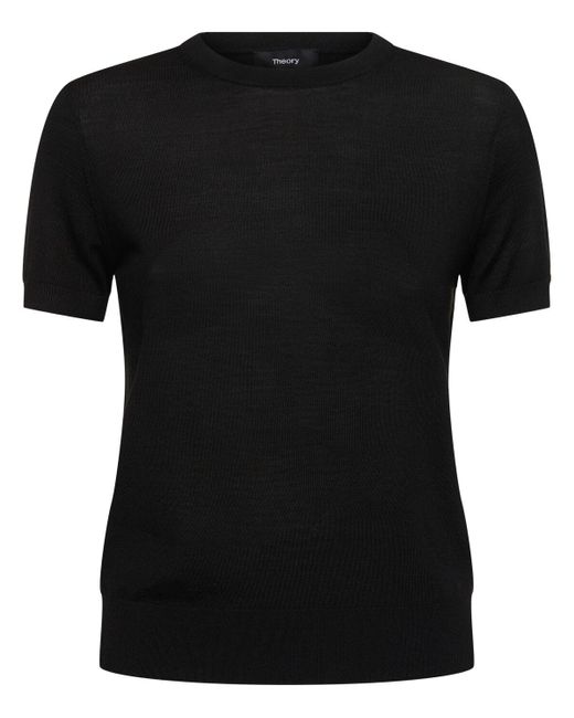 Theory Black Basic-t-shirt Aus Wollmischung
