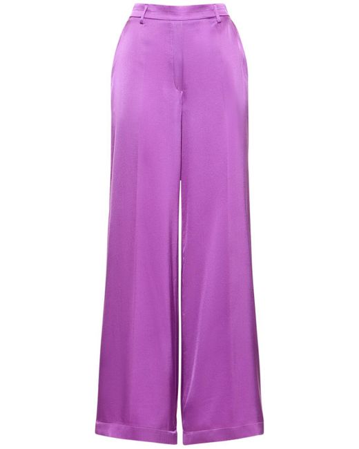 Pantalones anchos de satén de seda Forte Forte de color Purple
