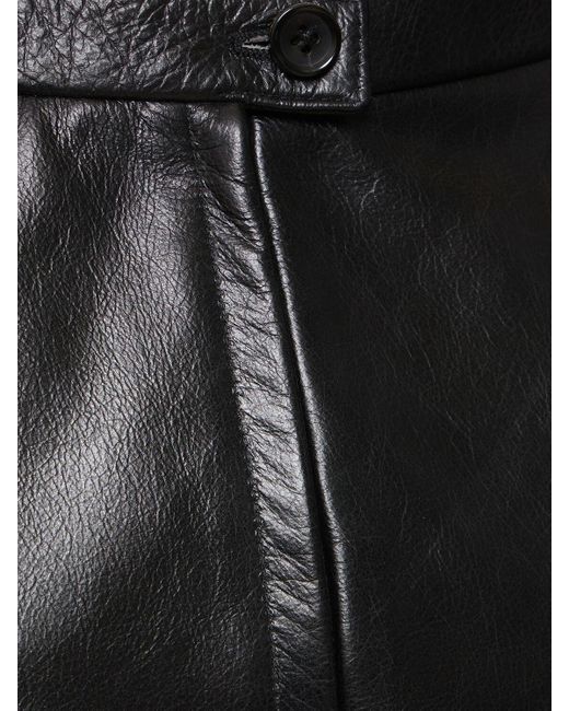 Bally Black Leather Mini Shorts