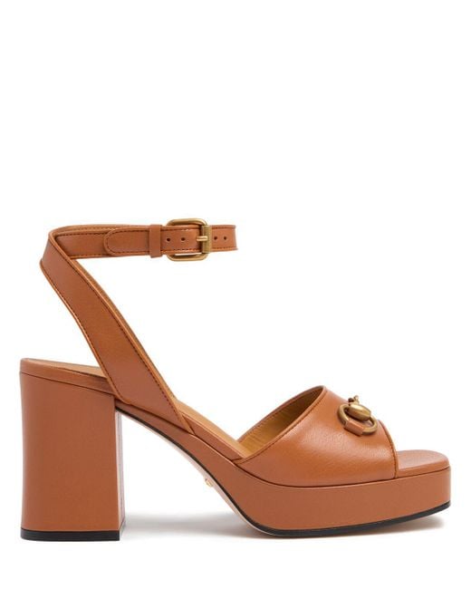 Gucci Brown 60Mm Horsebit Leather Sandals