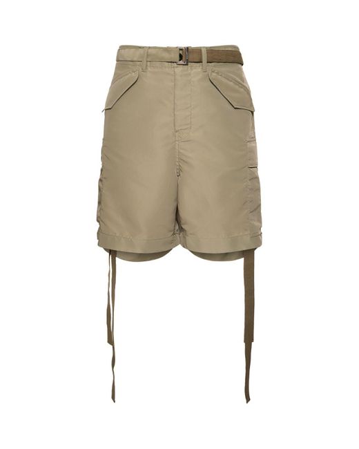 Sacai Natural Nylon Twill Shorts for men