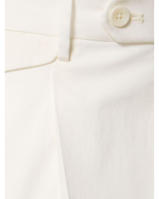 Tagliatore White Stretch Cotton Single Pleat Pants for men