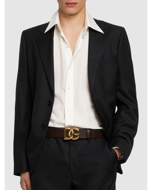 Cinturón de piel con logo 4cm Dolce & Gabbana de hombre de color White