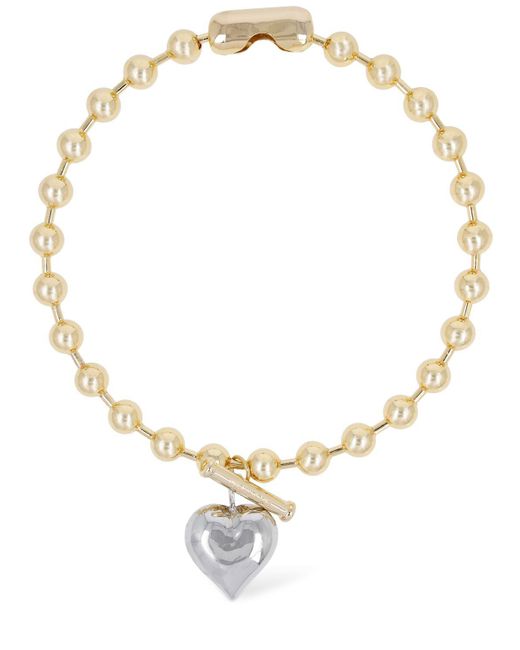 Timeless Pearly Metallic Chunky Heart Necklace