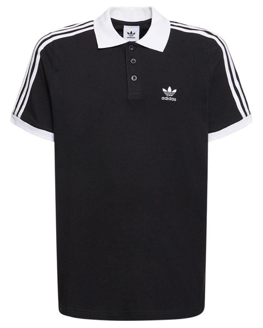 Adidas Originals Black 3-stripe Cotton Polo for men