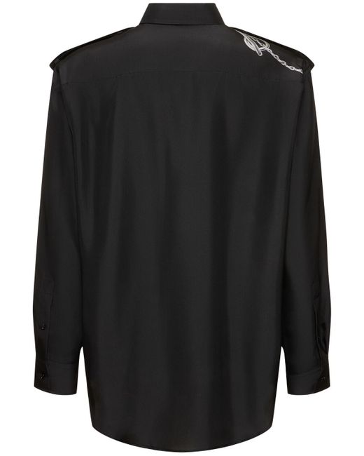 Camisa de seda estampada Burberry de hombre de color Black