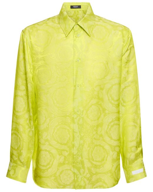 Versace Hemd Aus Viskose Und Seide Mit Barocco-druck in Yellow für Herren
