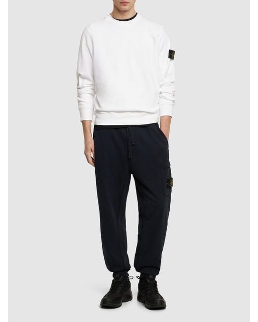 Stone Island Blue Cotton Logo Patch Sweatpants for men