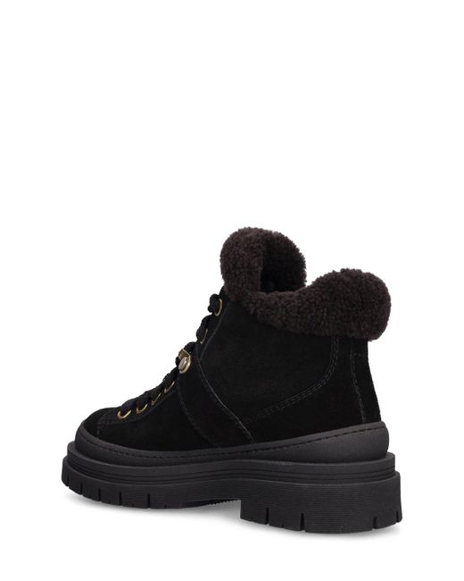 See By Chloé Black Maeliss Shearling-lined Suede Ankle Boots