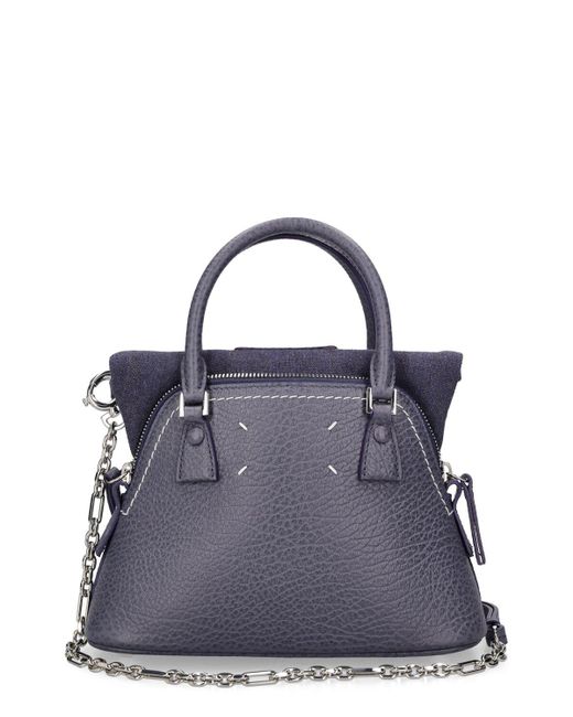 Maison Margiela Blue 5Ac Micro Grained Leather Top Handle Bag