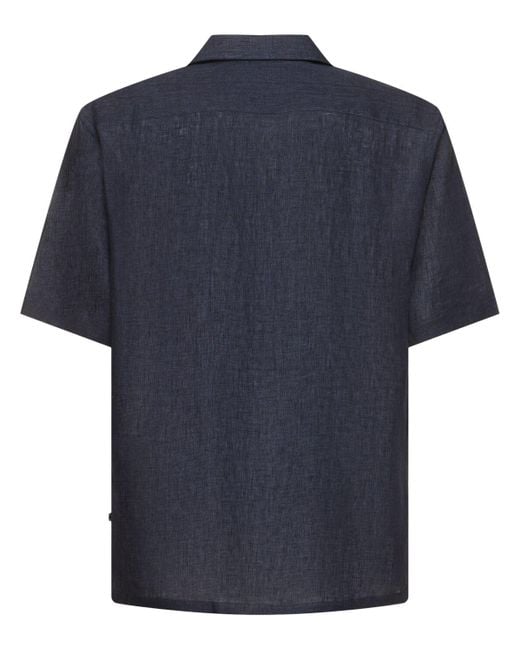 Brioni Kurzärmeliges Hemd Aus Leinen in Blue für Herren
