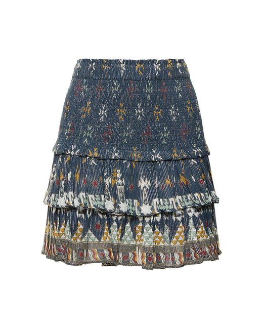 Isabel Marant Blue Naomi Printed Ruffled Mini Skirt