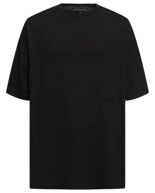Camiseta boxy de algodón Y-3 de hombre de color Black