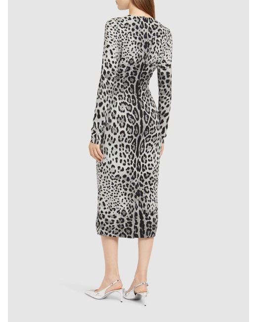 Dolce & Gabbana Leo Print Silk Charmeuse Midi Dress Lyst — free download