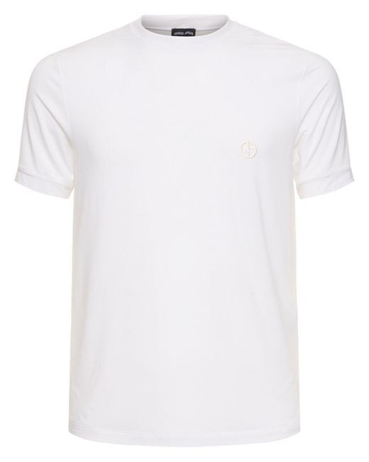 Giorgio Armani White Mercerized Viscose Jersey T-shirt for men