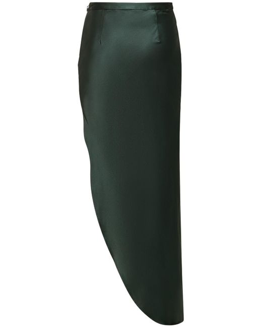 Fleur du Mal Green High Slit Stretch Midi Skirt