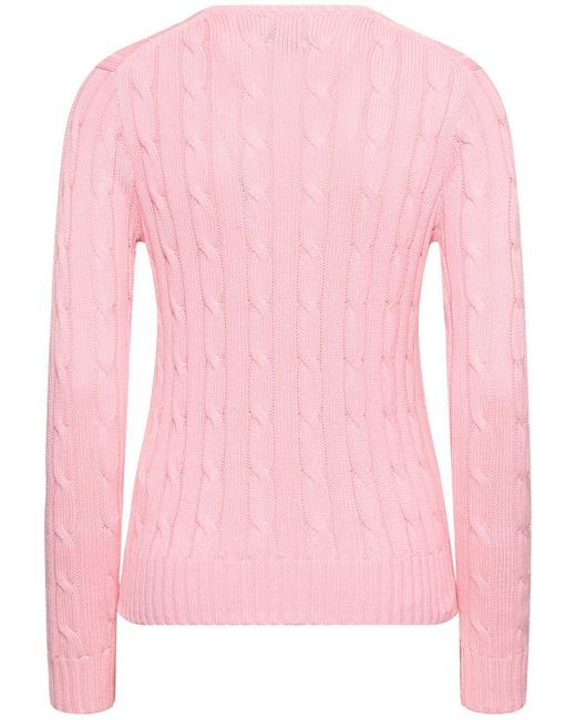 Polo Ralph Lauren Pink Kimberly Braided Knit Sweater
