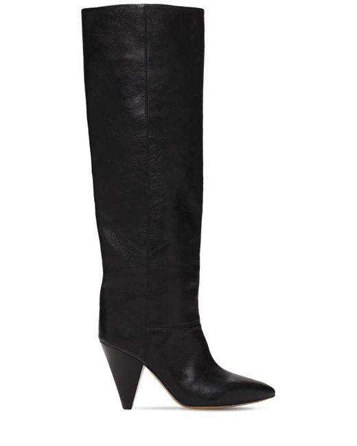 Isabel Marant Black 90mm Lybill Leather Tall Boots