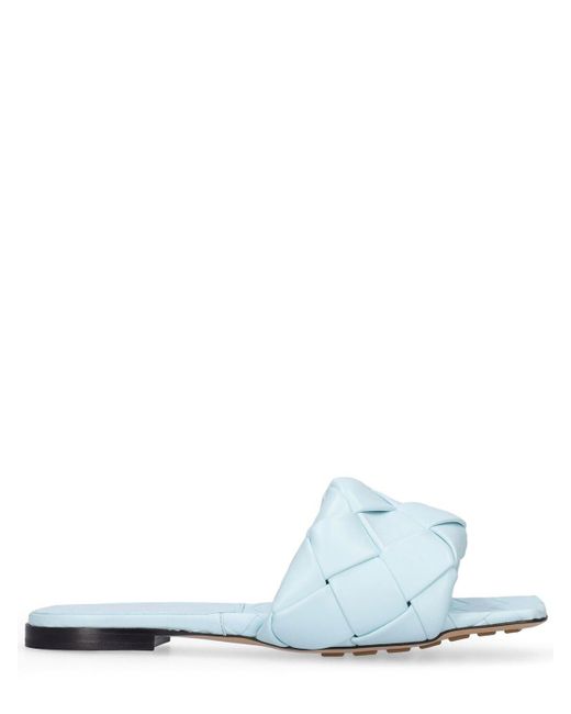 Bottega Veneta 10mm Lido Woven Leather Slide Sandals in Light Blue ...
