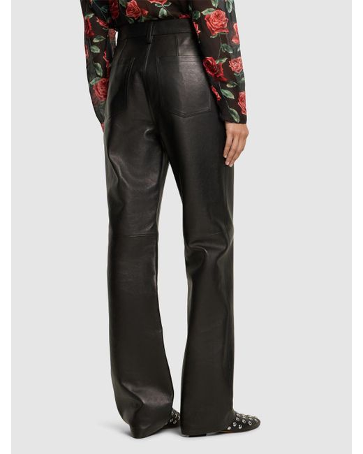 Magda Butrym Black Leather High Rise Straight Pants