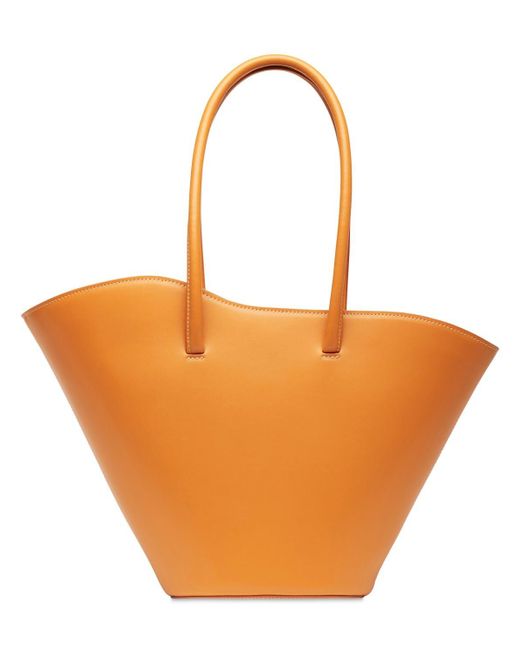 Little Liffner Tall Tulip Croc Embossed Leather Bag in Orange | Lyst ...