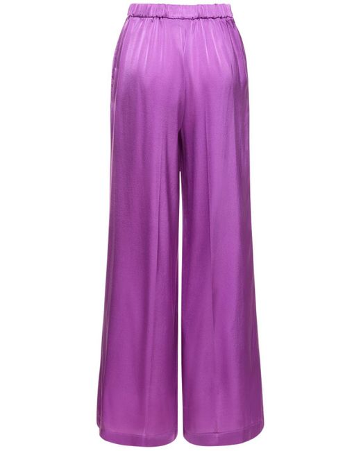 Pantalones anchos de satén de seda Forte Forte de color Purple