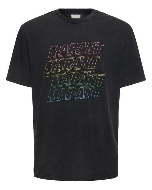 Isabel Marant Black Hugo Logo-Print T-Shirt for men