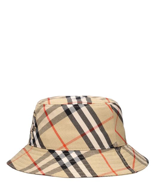 Burberry Natural Bias Printed Cotton Blend Bucket Hat