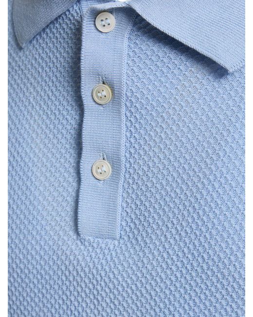 メンズ Tagliatore Frat コットンポロシャツ Blue