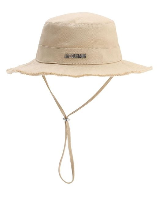 Jacquemus Natural Logo Appliqué Cotton Canvas Hat for men