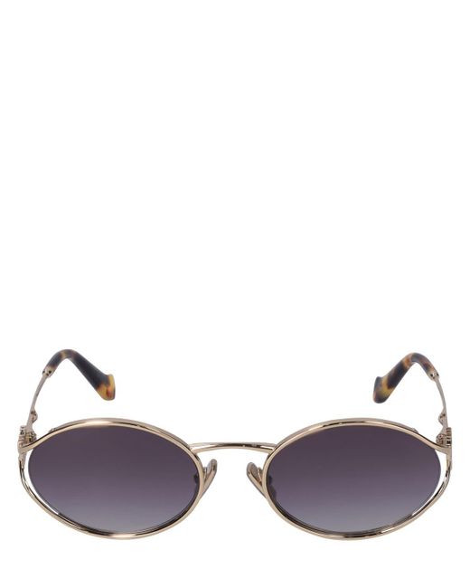 Miu Miu Brown Oval Metal Sunglasses