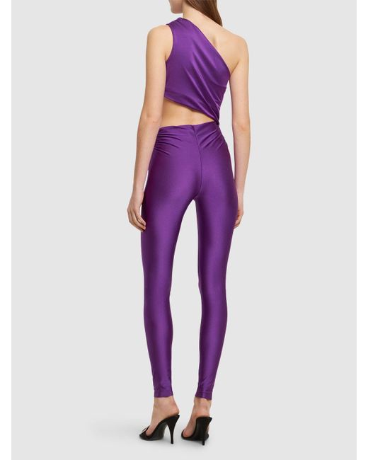 ANDAMANE Purple Ein-schulter-jumpsuit Aus Lycra "poppy"