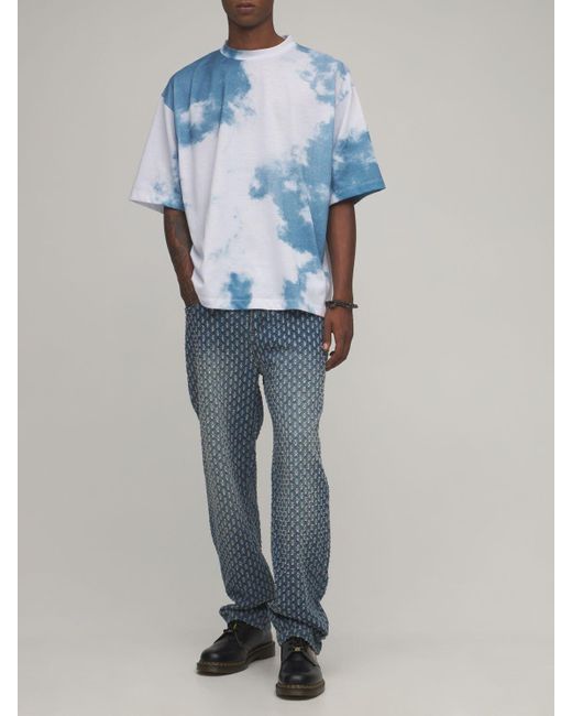 Denim Washed Distressed Skater Jeans 