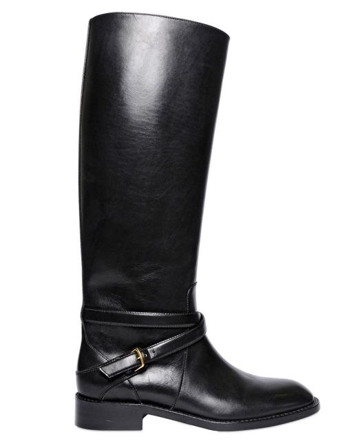 Saint Laurent Black 20mm Cavaliere Leather Riding Boots