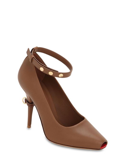 tan open toe pumps