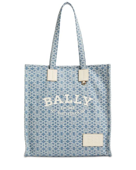 Bally Crystalia Cotton & Leather Tote Bag in Blue Lyst